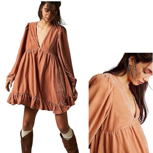Free People Rust Mini Dress - Picture 2 of 11